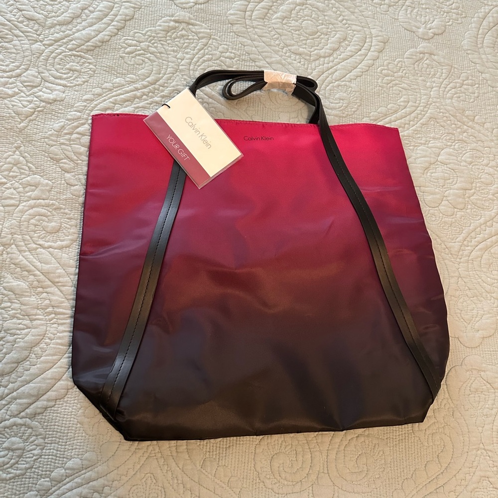 NWT Calvin Klein Pink/Black Ombre Tote Bag!